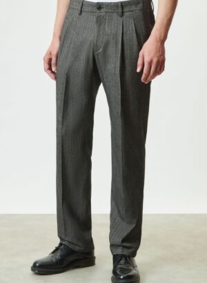 Herringbone pleated trousers Leek DRYKORN